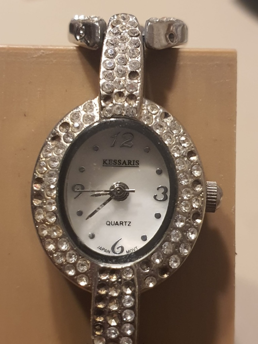 🦋10/$20🦋 Kessaris Silver/MOP Rhinestone Stainless Steel Women's Watch